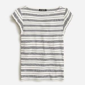 NWT! J Crew vintage rib, boatneck ruffle-sleeve tank. Stripes. XL.